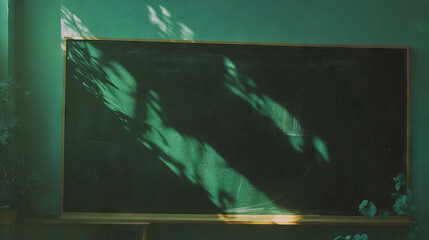 Rustic classroom vibes with shadow patterns on blackboard for educational design