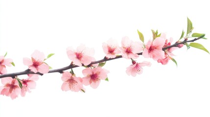 Fototapeta premium A beautiful arrangement of peach blossoms symbolizing new beginnings, displayed on white.