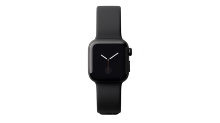 Closeup view of a sleek black smart watch, modern timepiece for the connected user