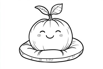 Tiny date fruit with a smiling face, sitting on a small cushion.