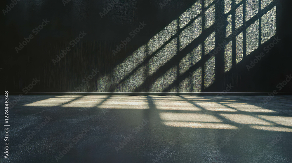 Poster minimalist black wall with textured surface and soft sunlight shadows