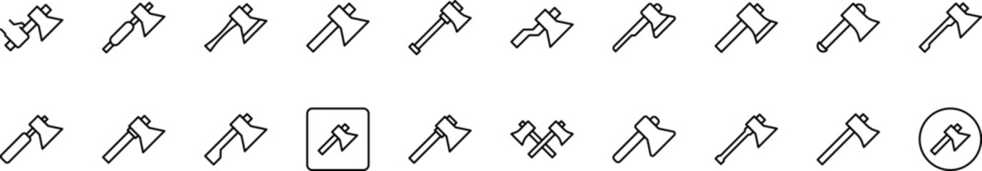 Axe Line Icon Collection. Minimalistic Linear Pictogram for Web and Graphic Design, Apps, Banners, Social Network and Cards