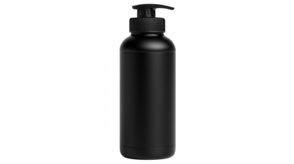 Sleek black plastic bottle, a durable and reusable container for everyday hydration