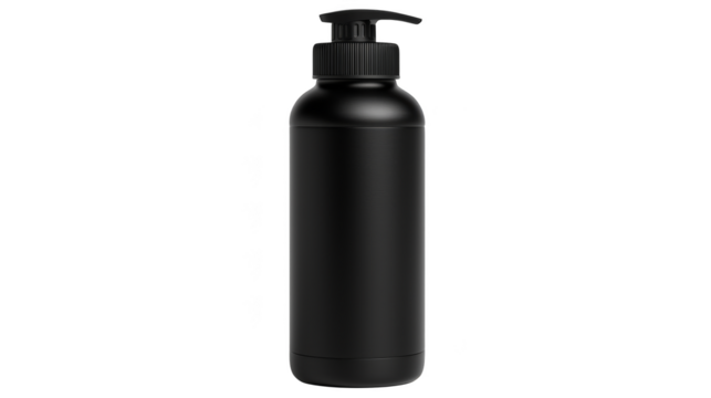 Sleek black plastic bottle, a durable and reusable container for everyday hydration