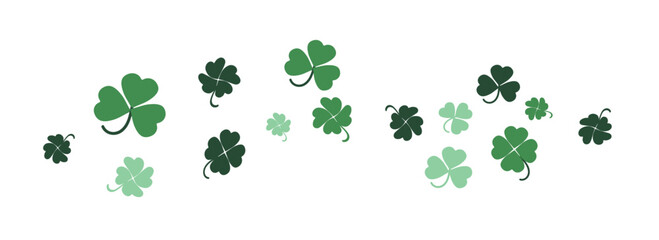 Fototapeta premium Saint patrick's day clover leafs blown by the wind on a white background illustration banner