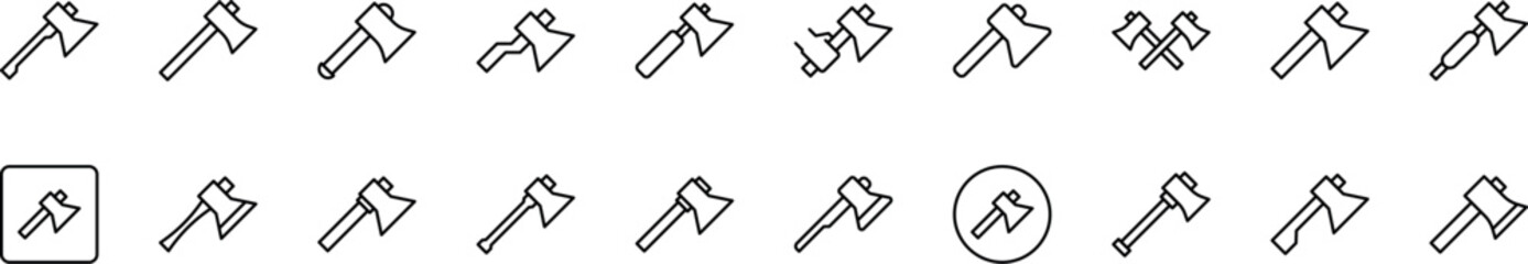 Axe Line Icon Bundle. Minimalistic Linear Pictogram for Web and Graphic Design, Apps, Banners, Social Network and Cards