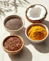 3D Rendering of Various Gut Health Smoothie Ingredients