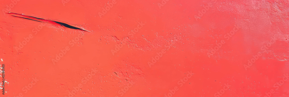 Poster Vibrant red wall texture with glossy finish and cracks for design and background use