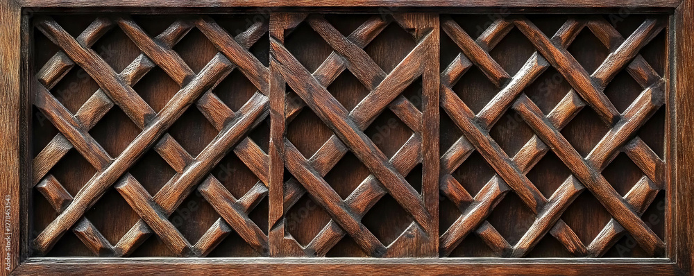 Aufkleber artistic design of carved wooden lattice on smooth surface for interior decoration and architecture