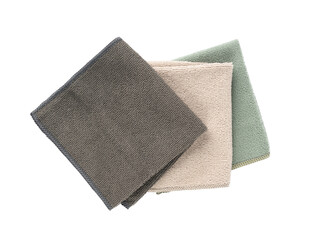 Cleaning cloth isolated, beige, grey, green wipe rag, cleaning microfiber towel, wiping cotton