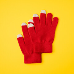 Winter Gloves, Touchscreen Wool Glove, Touch Screen Knitted Mittens, Warm Red Gloves