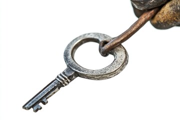 A person holds an old key in their hand, possibly with sentimental value or used for unlocking a door
