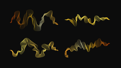 Set of abstract backdrops with luxury golden waves