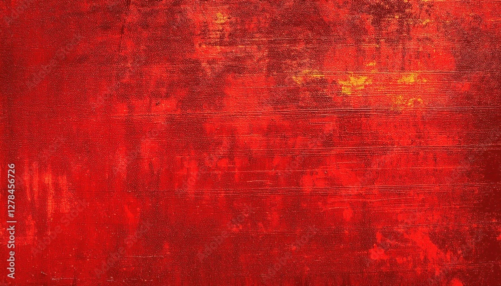 Poster vivid textured red canvas with brush strokes, ideal for modern art background and abstract design projects