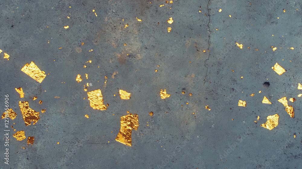 Aufkleber elegant concrete texture with embedded gold tiles for artistic design