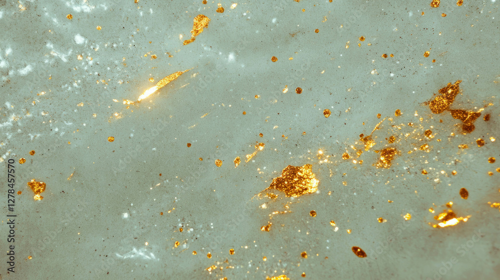 Poster abstract texture with gold particles on concrete surface