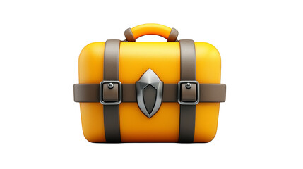 Vibrant yellow suitcase with sturdy metal handle, pack your bags for an unforgettable journey