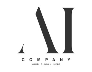 AI logo design. Initial letter a and i serif font style. Creative classic company name typography. Trendy logotype or identity.
