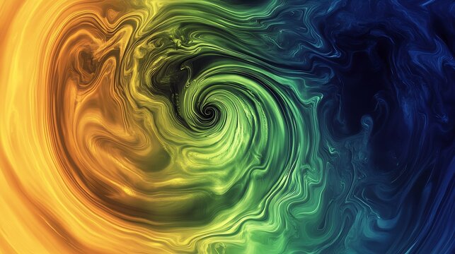 A yellow and blue gradient background with an abstract fluid shape