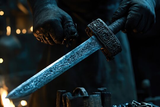 A close-up shot of someone holding a knife, suitable for crime or thriller scene usage