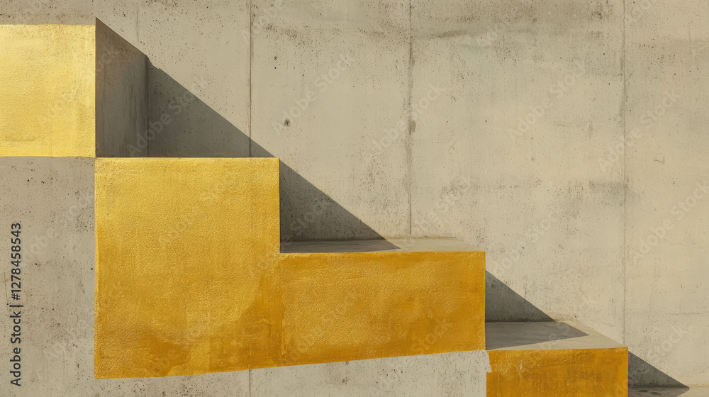 Aufkleber abstract concrete texture with smooth gold geometric design for modern architecture inspiration