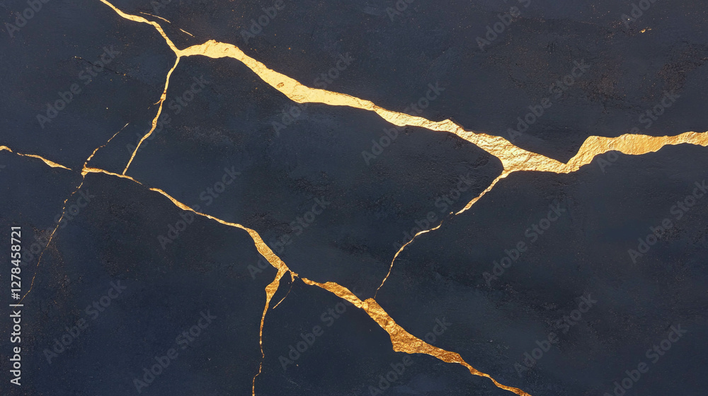 Poster abstract texture of concrete with gold cracks for design