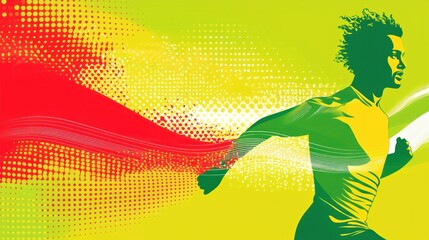 Abstract runner, dynamic motion, vibrant background, artistic illustration, stock photo