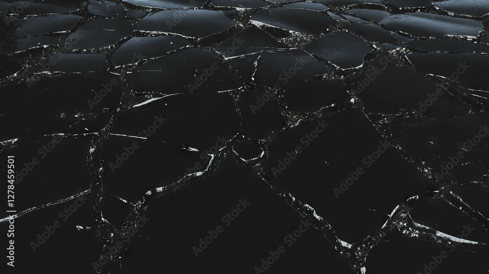 Poster texture of cracked polished black slate for design and background use