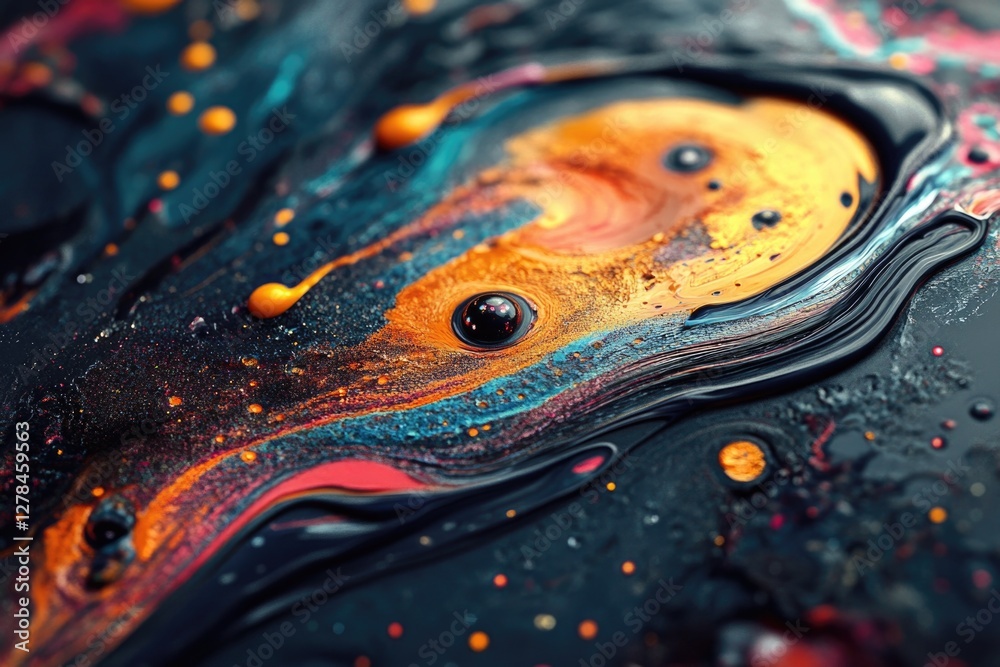 Poster a close-up shot of a liquid substance on a surface, ideal for use in scientific or educational conte