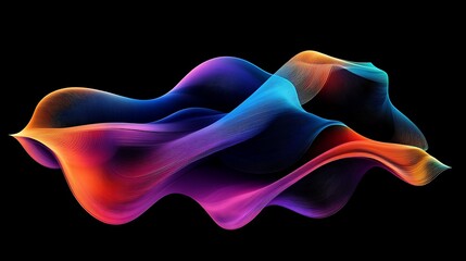 Fototapeta premium Abstract background with colorful waves on a dark black