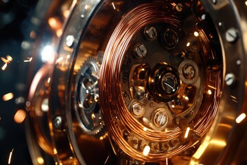 A close-up view of a clock with sparks emanating from the mechanism