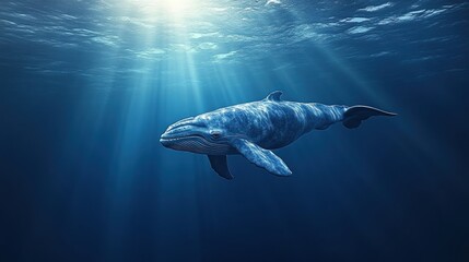 Fototapeta premium Ocean sunlit whale underwater serenity