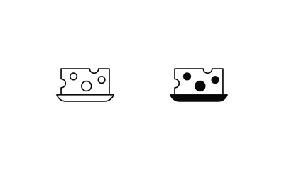 Cheese icons set line and glyph vector icon