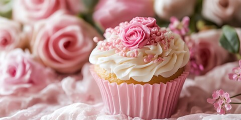 Cupcake with pink frosting