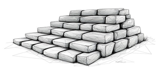 A simple illustration of a stepped structure made of stacked bricks, showcasing a pyramid-like shape.