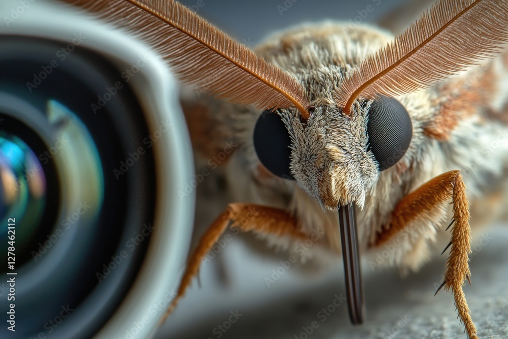 Poster a close-up shot of a moth with a camera