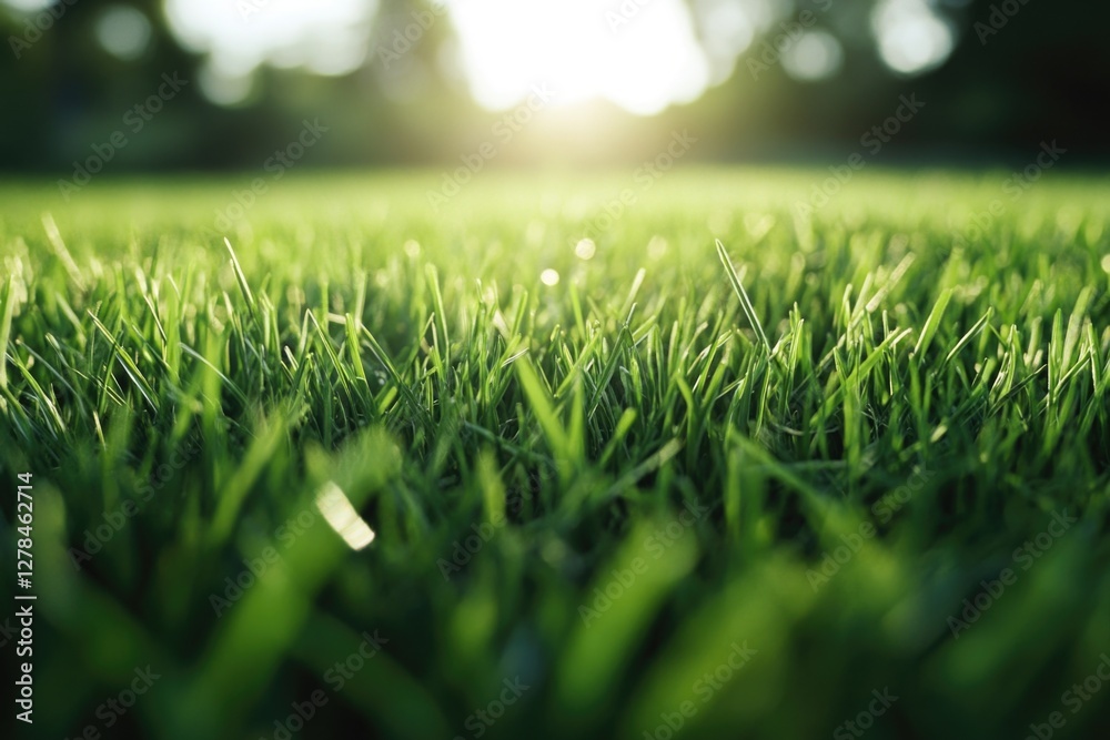 Poster a serene scene of a field of grass with the sun shining in the background, perfect for use in nature