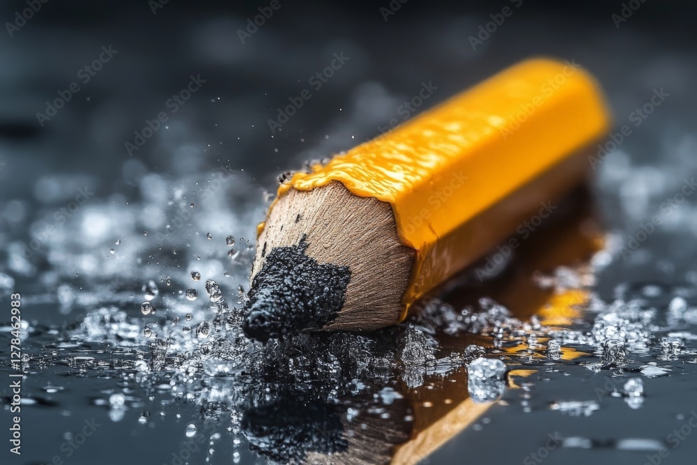 Poster pencil splashing in water creates dynamic visual impact during creative exploration