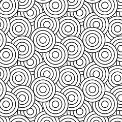 Overlapping Black and white abstract circle seamless pattern