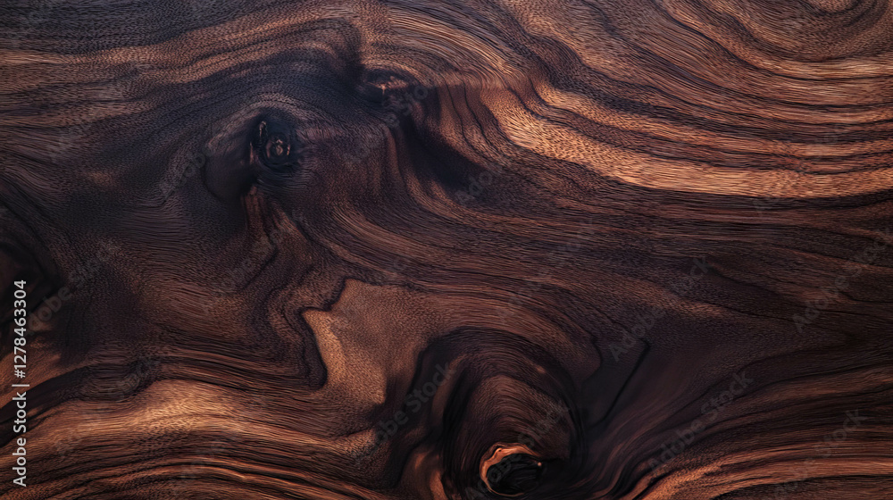 Poster rich texture of dark walnut hardwood with deep grain patterns for interior design