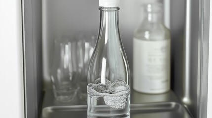 Compact ultrasonic bottle washer with vibration-assisted deep cleaning and precision drying.