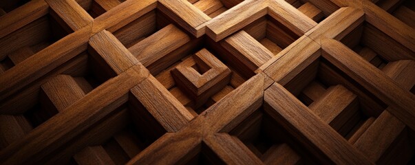 Intricate Wooden Grid Pattern, Studio Shot, Background Depth