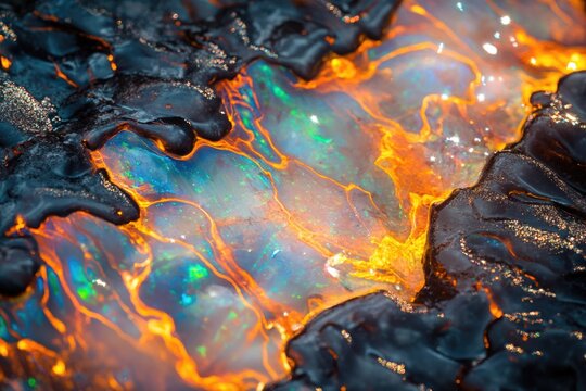 A close-up shot of the surface tension between fire and water