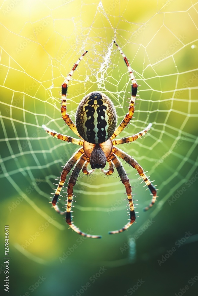 Poster a spider sits in the center of its intricate web