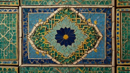 Obraz premium Colorful Mosaic Tile Pattern – Traditional Islamic Geometric Design