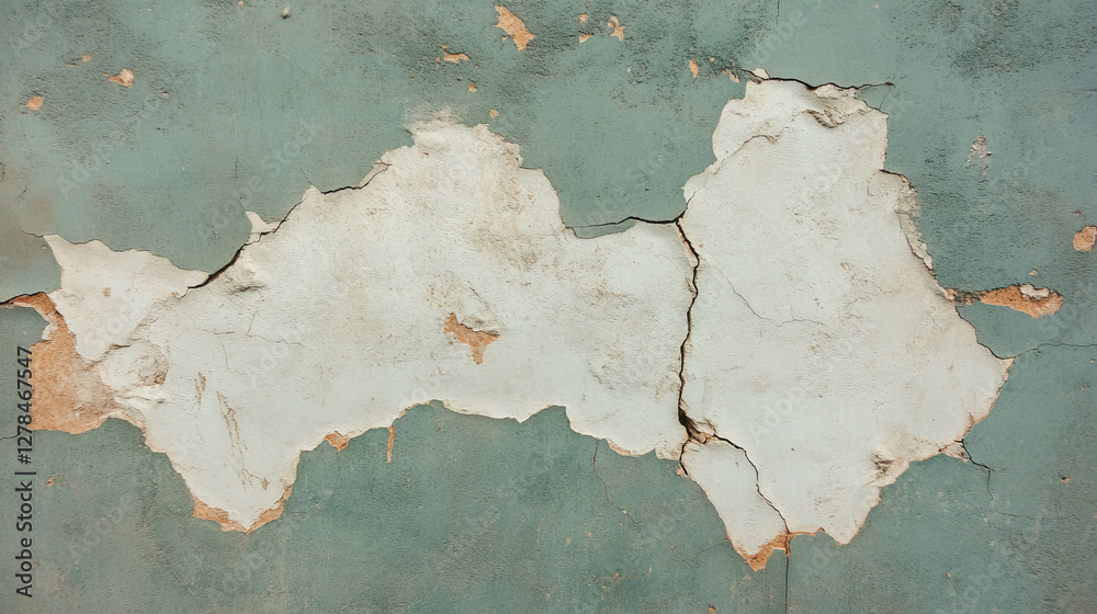 Poster weathered mud wall texture with deep cracks for architectural design