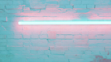 Modern neon light on pastel brick wall for contemporary interior design