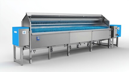Hygienic conveyor belt cleaning machine with a built-in UV sterilization system, high-performance design.