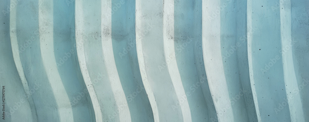 Poster abstract texture with fine vertical ribs on smooth blue plaster surface for artistic backgrounds