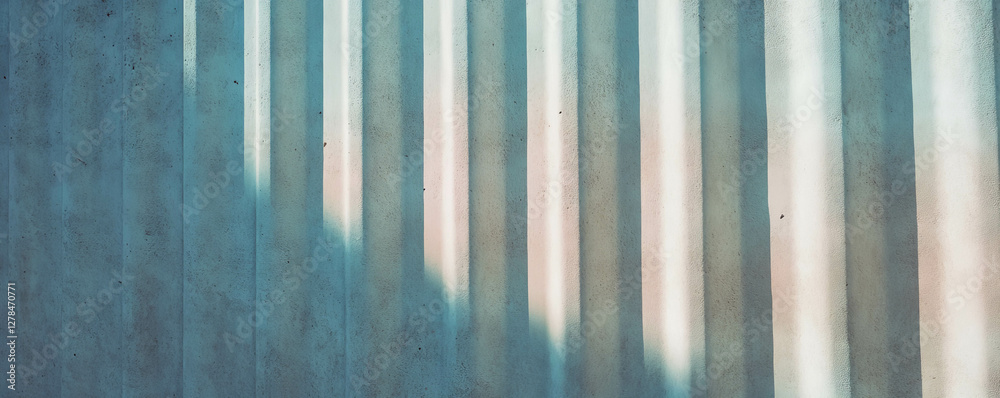 Poster vertical ribbed texture on plaster surface with soft shadow play